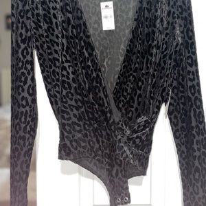 Express velvet leopard bodysuit